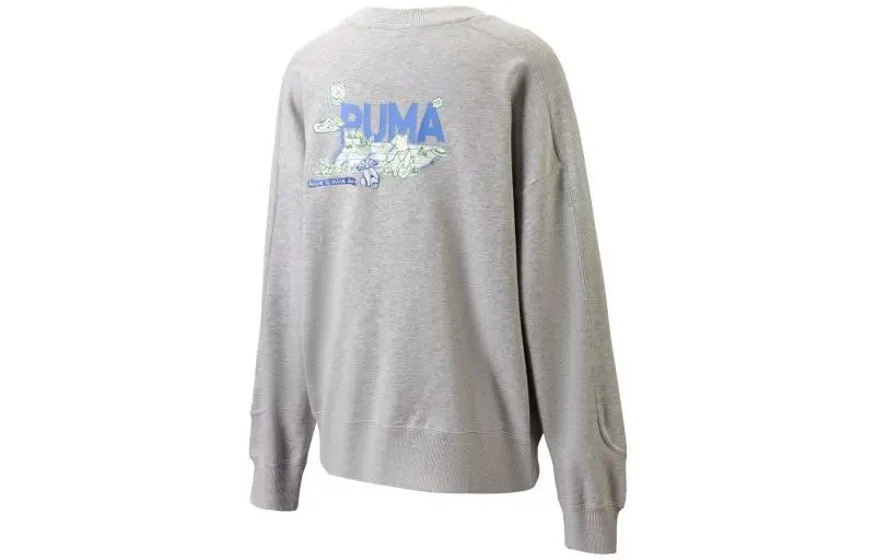 PUMA Sweatshirts Women's Gray Crew Neck Moderate Straight Fit