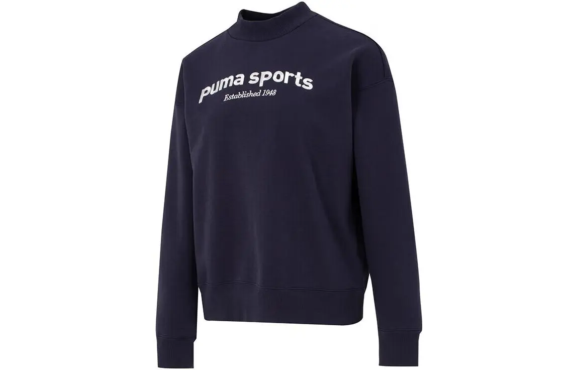PUMA Sweatshirts Women's Navy Blue Crew Neck Moderate Regular