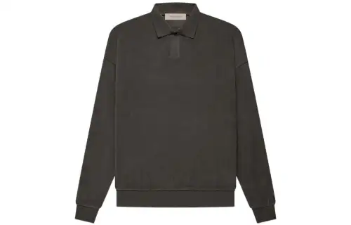 Fear Of God Essentials Women's Velour L/S Polo Off Black