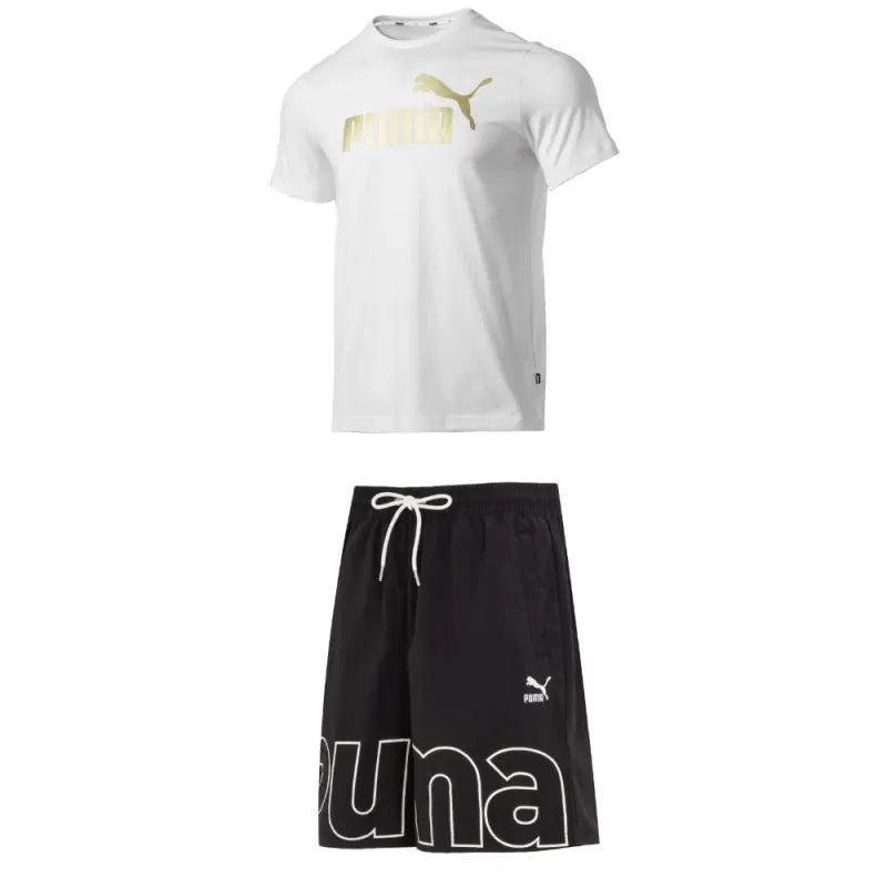 PUMA Casual Sportswear Men's White+Black Crew Neck Moderate