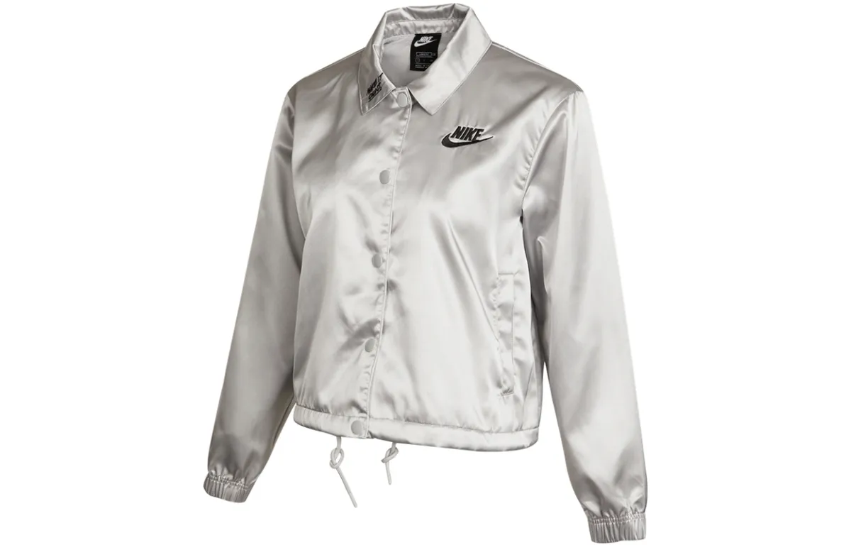 Nike Jackets Women's Silver Lapel Moderate Straight Fit