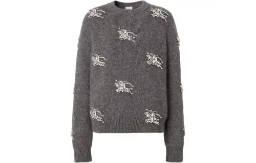 Burberry Crystal Embellished Sweater 'Mid Grey Melange'