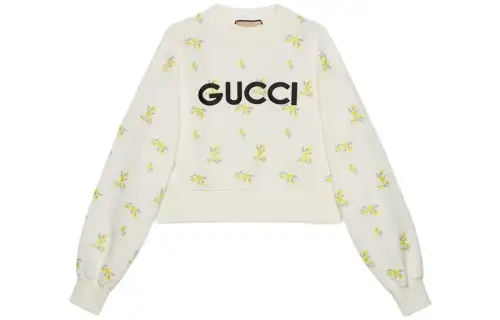 GUCCI Sweatshirts Women's Ecru Crew Neck Moderate Regular