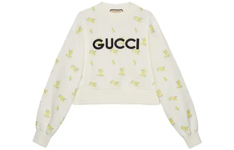 GUCCI Sweatshirts Women's Ecru Crew Neck Moderate Regular