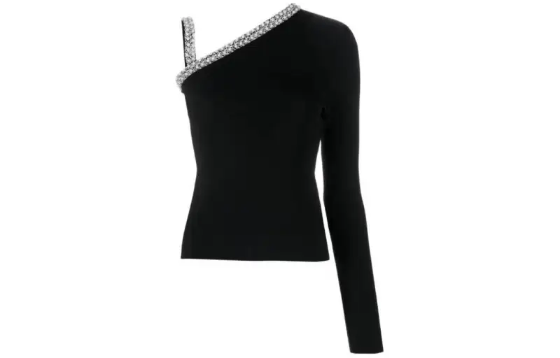 Karl Lagerfeld Faux pearl One shoulder Top