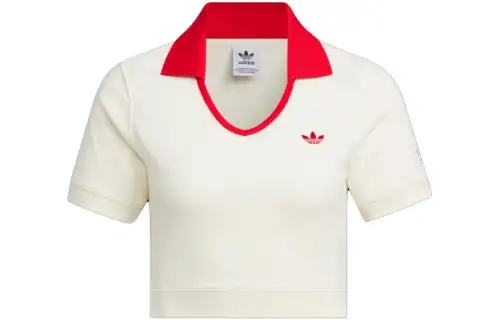 adidas originals X Notitle FW23 Contrast V-Neck Crop Polo Shirt 'Off-White'