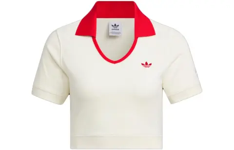 adidas originals X Notitle FW23 Contrast V-Neck Crop Polo Shirt 'Off-White'