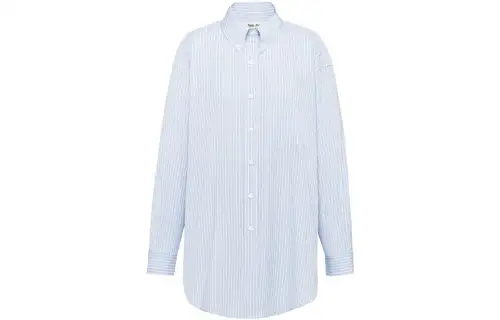【Previous Season】logo-patch striped chambray shirt