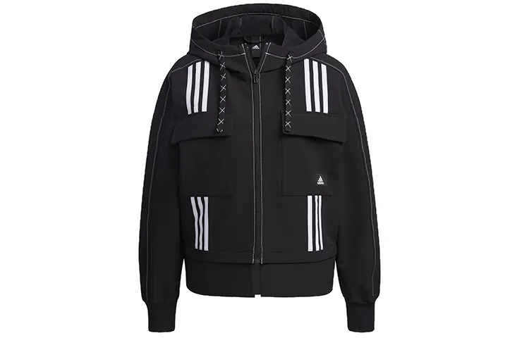 Adidas Jackets Women's Black Hooded Moderate Workwear