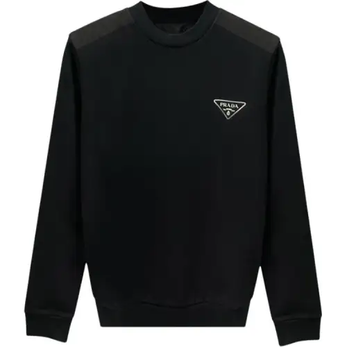 PRADA Sweatshirts Men's Black Crew Neck Moderate