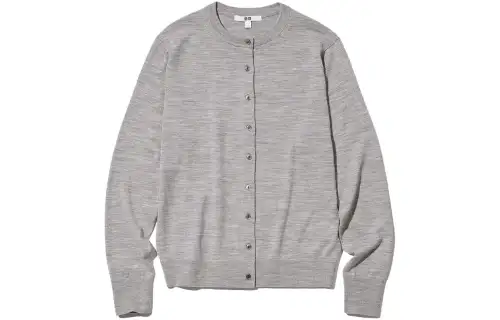 UNIQLO Knitwear Women's Smoke Gray Crew Neck Moderate Cardigan