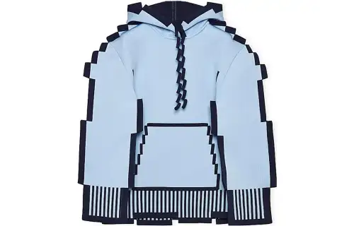 LOEWE Pixellated Hoodie In Technical Knit Light Blue