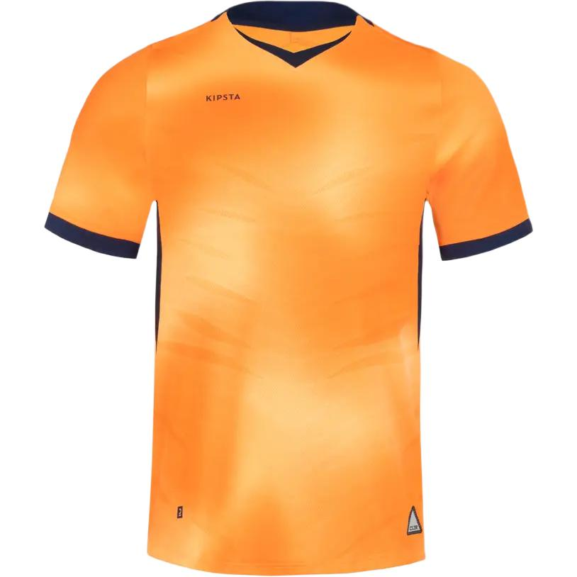 DECATHLON Soccer Jersey Men’s Apricot Orange/Fluorescent Light Orange/Gray Blue