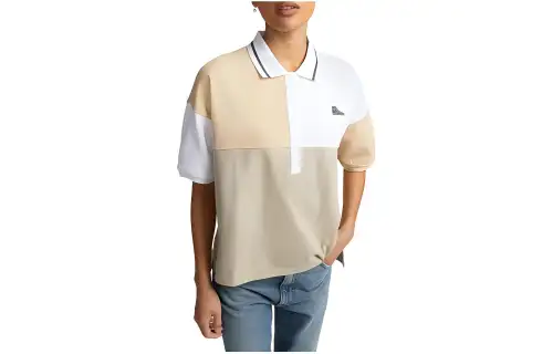 Converse Polo Shirts Women's Beige Polo Collar Moderate Straight Fit