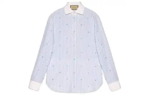 【Previous Season】GG-embroidered striped cotton shirt