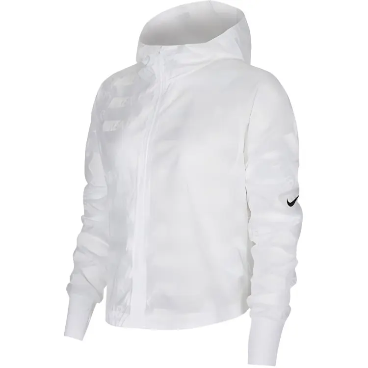 Nike Jackets Women's White Hooded (Non-detachable) Moderate Straight Fit
