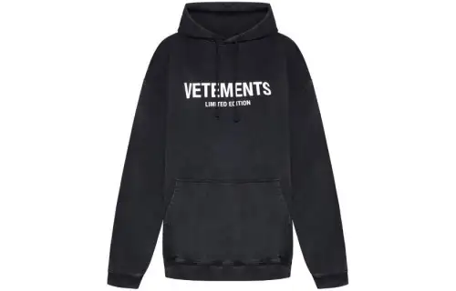 Vetements Logo Printed Drawstring Hoodie