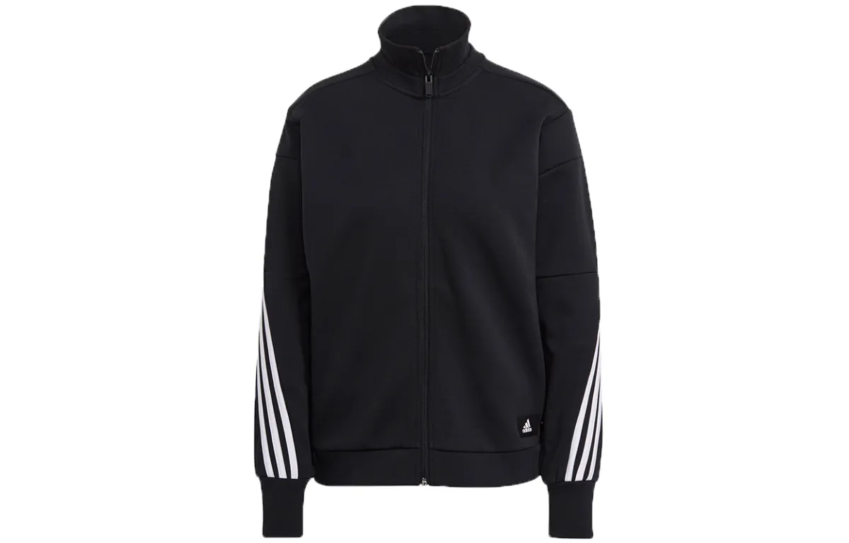 Adidas Jackets Women's Black Stand Collar Moderate Straight Fit