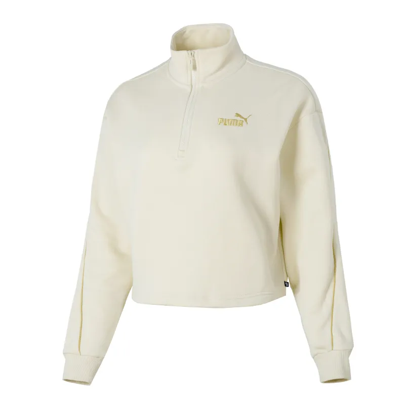 PUMA Sweatshirts Women's Ecru Stand Collar Thickened Regular