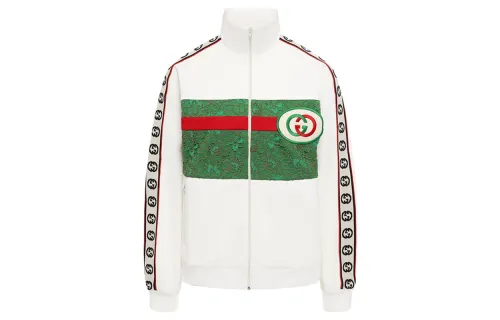 GUCCI Jackets Women's White Stand Collar Moderate Other