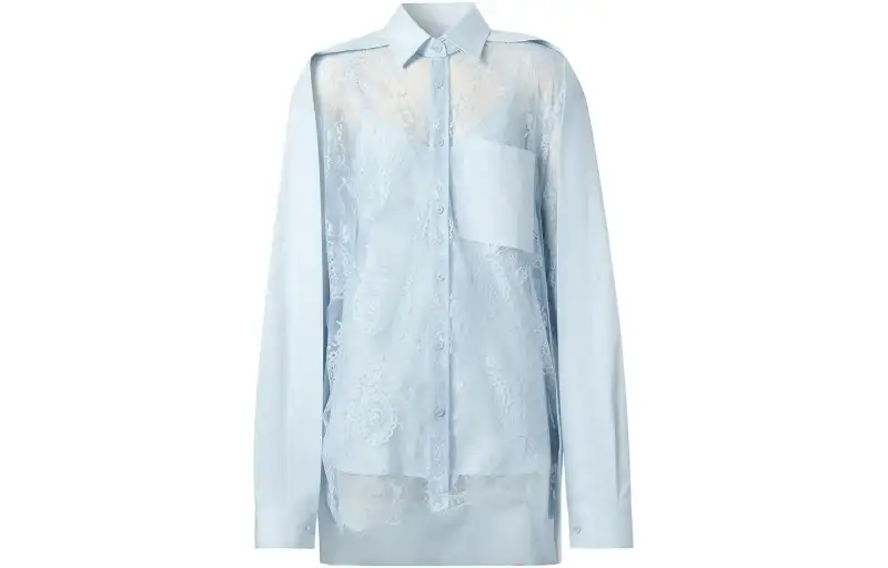 Burberry Shirts Women's Blue Lapel Moderate Shirt