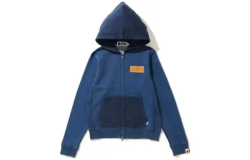 A BATHING APE Sweatshirts Women's Blue Hooded Moderate Cardigan