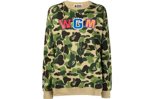 A BATHING APE Sweatshirts Women's Green Crew Neck Moderate Regular