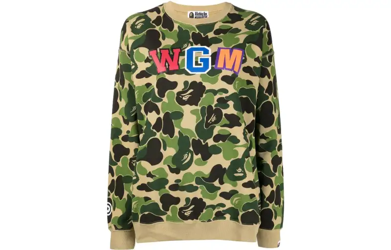 A BATHING APE Sweatshirts Women's Green Crew Neck Moderate Regular