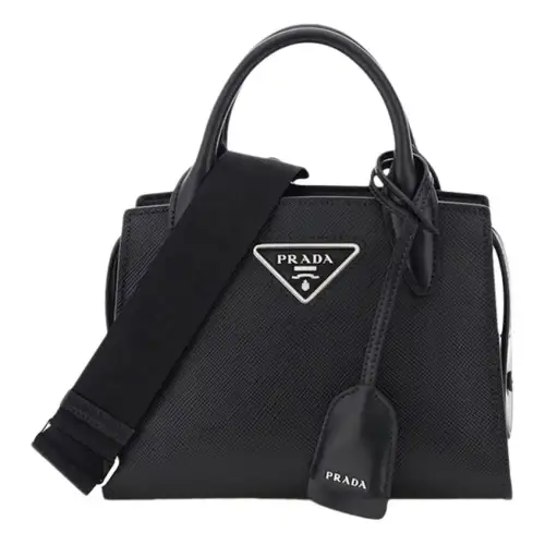 PRADA Saffiano Cow Leather Handbag Women's Black
