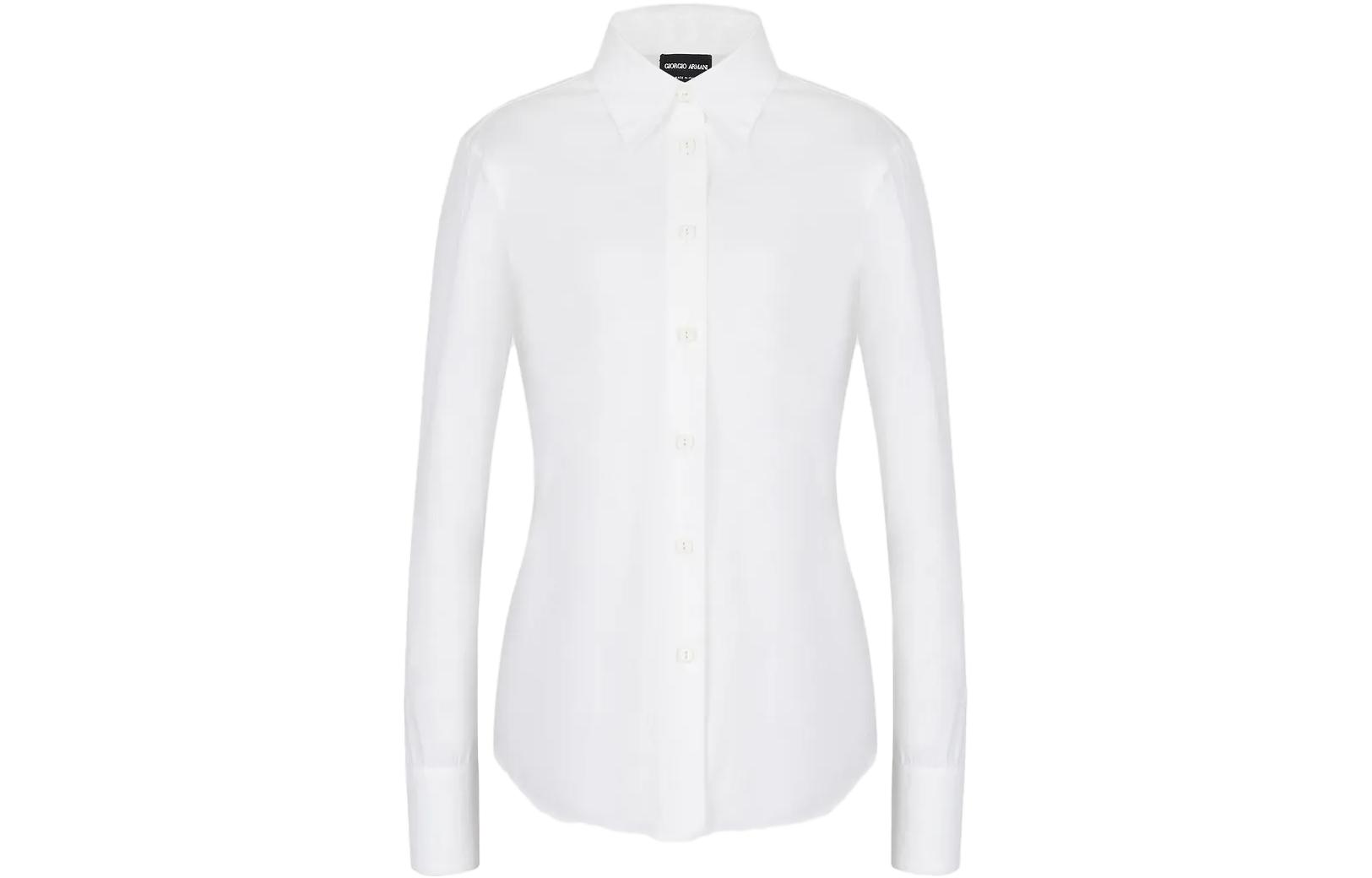 GIORGIO ARMANI Giorgio Armani FW23 solid color single-breasted lapel long-sleeved shirt women's white