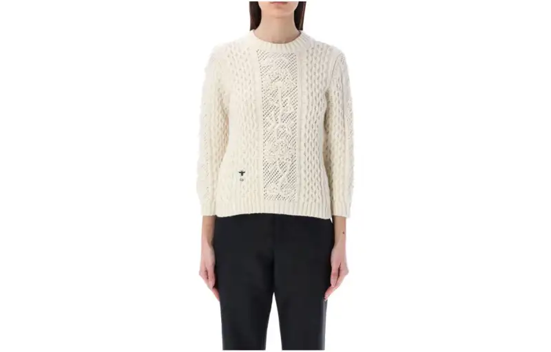 DIOR Knitwear Women's Beige Crew Neck Moderate Other