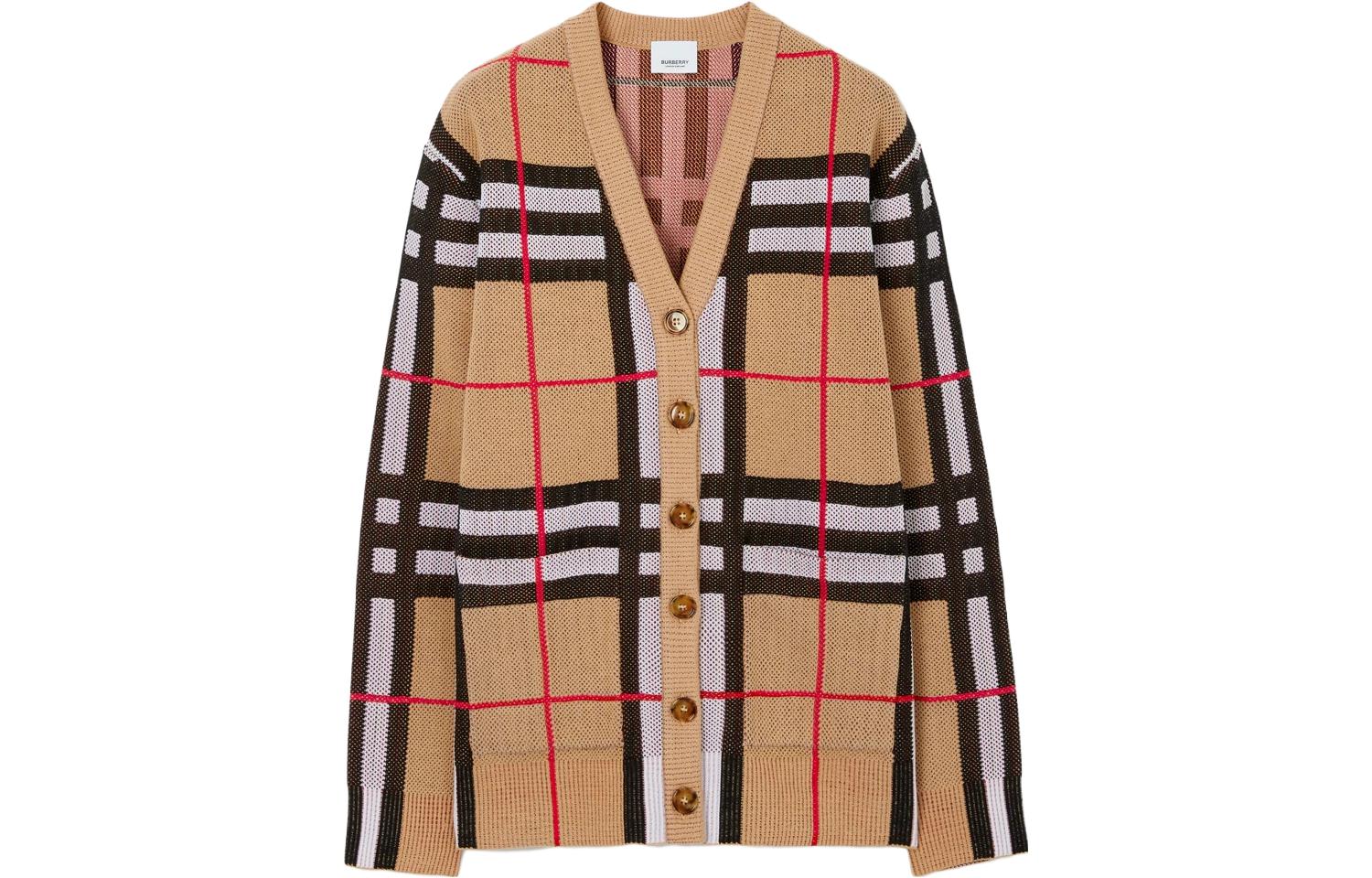 Burberry Burberry SS23 plaid single-breasted sweater women's brown