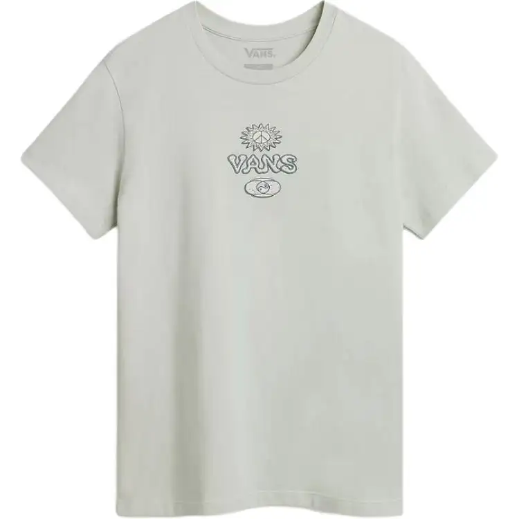 Vans T Shirts Women's Green Crew Neck Moderate Straight Fit