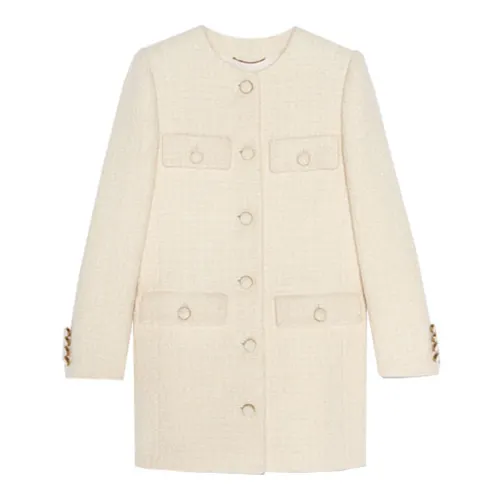 SAINT LAURENT Jackets Women's Chalk Stand Collar Moderate Other