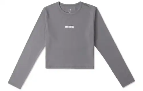 Converse T Shirts Women's Gray Crew Neck Moderate Straight Fit