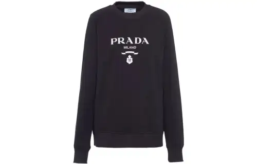 PRADA Sweatshirts Women's Black Crew Neck Moderate Regular