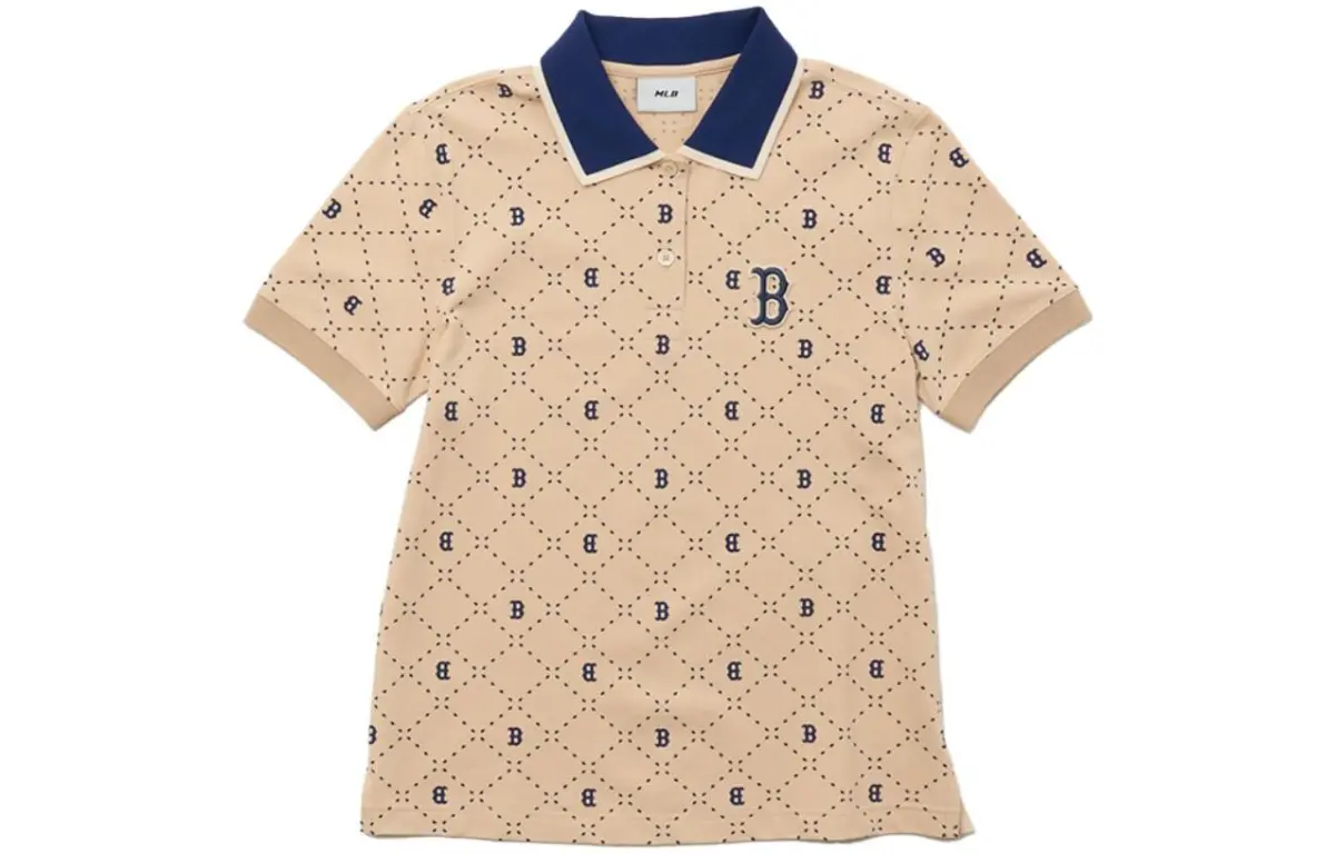 MLB Polo Shirts Women's Khaki Polo Collar Moderate Straight Fit