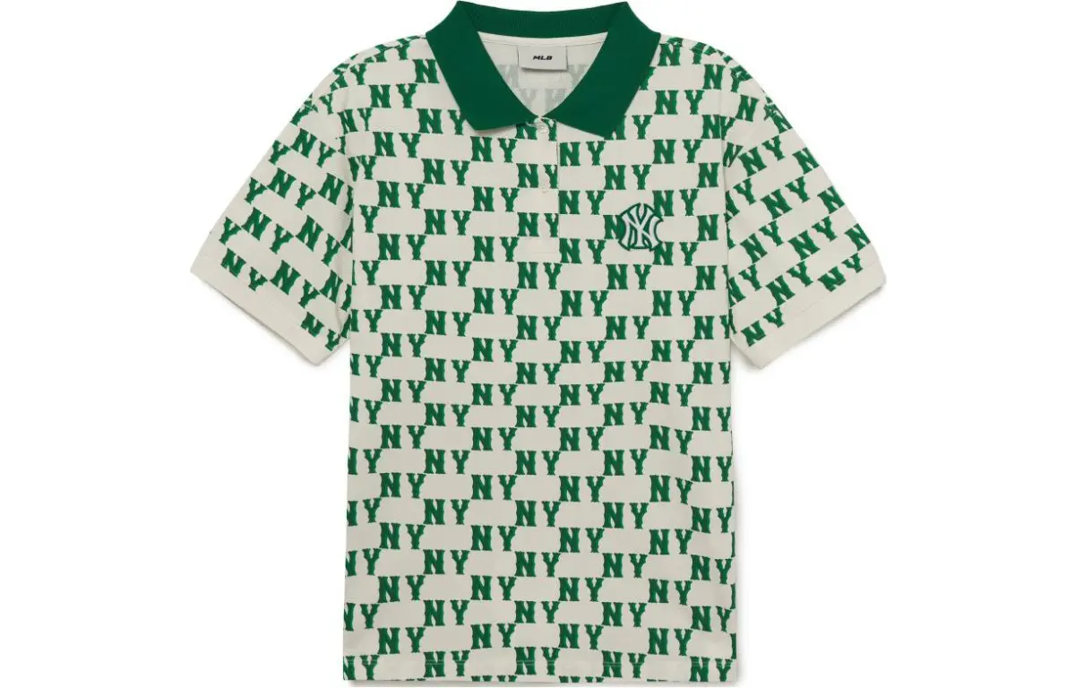 MLB New York Yankees Polo Shirts Women's Green Polo Collar Moderate Straight Fit