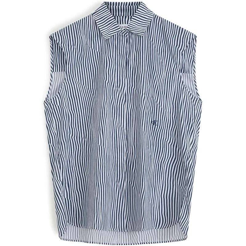 CK/Calvin Klein Shirt Women's Blue Stripes Pattern