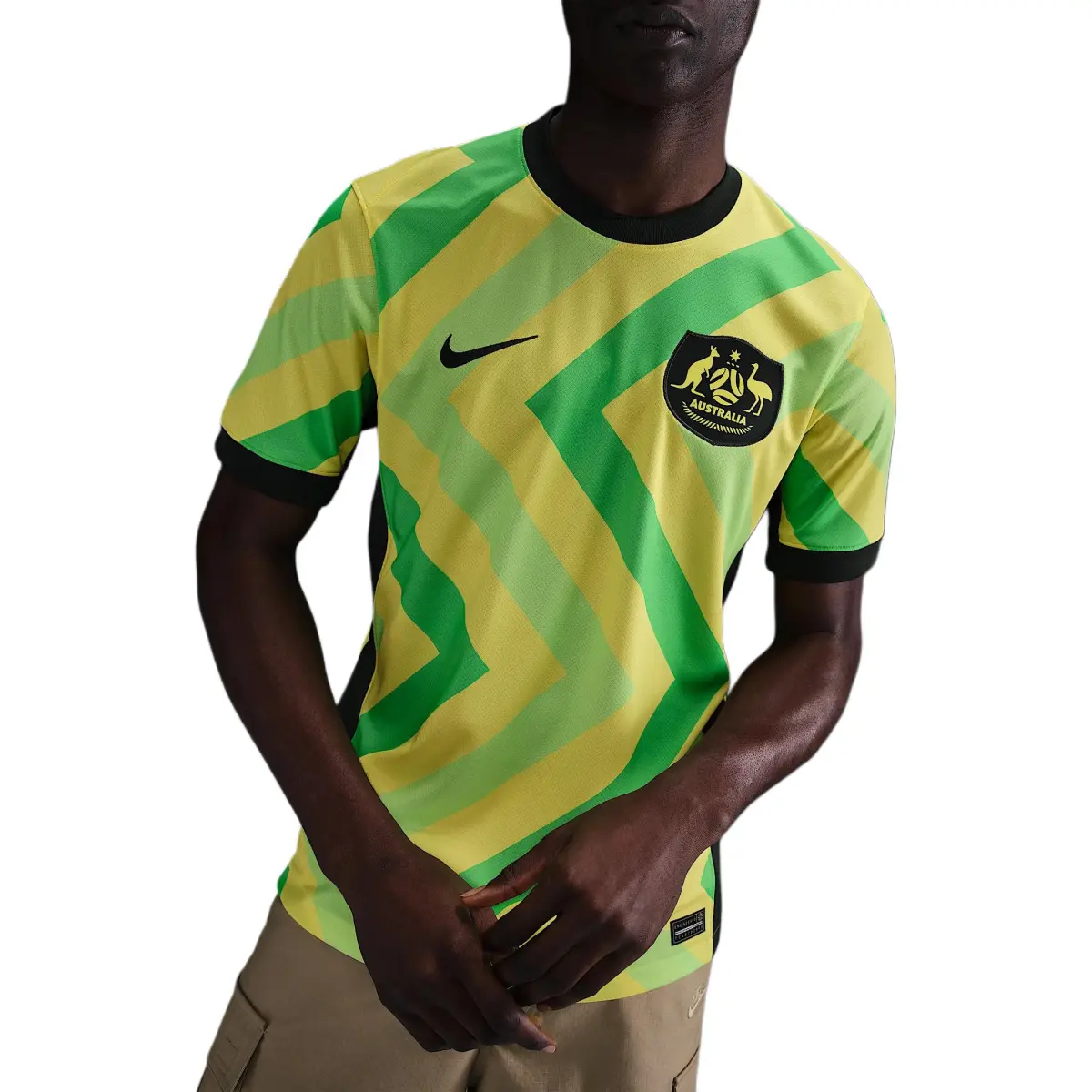 Nike Australia National Team Australie Domicile Soccer Jersey Men's Light Voltage Yellow II/Professional Green