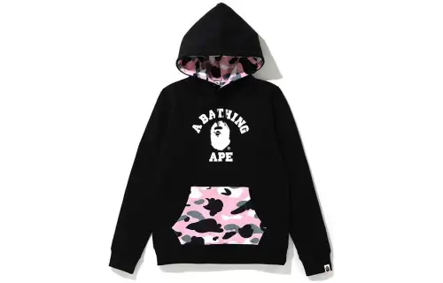 Bape Ladies Warm Up Camo Pullover Hoodie Black/Pink