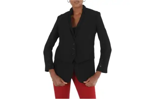 Burberry Jackets Women's Black V Neck Moderate Other