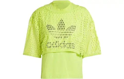 Adidas Originals T Shirts Women's Green Crew Neck Moderate Straight Fit