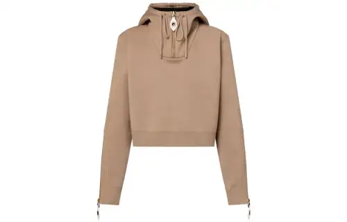 LOUIS VUITTON Wool-Silk Cropped Hoodie