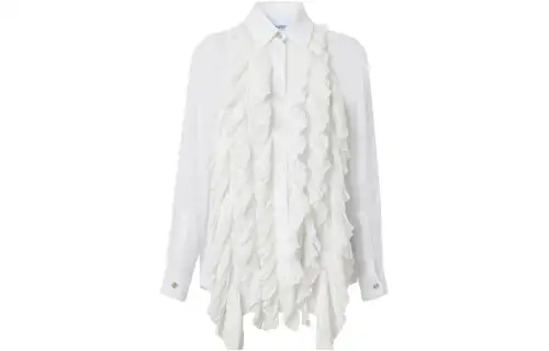 Burberry Shirts Women's White Pointed Collar Moderate Shirt