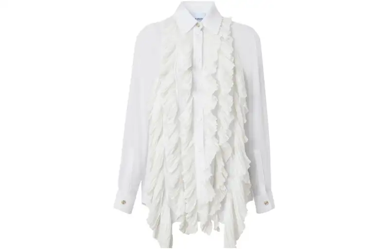 Burberry Shirts Women's White Pointed Collar Moderate Shirt