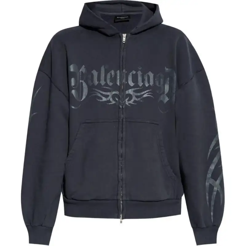 Balenciaga Logo Printed ZIp-Up Jacket