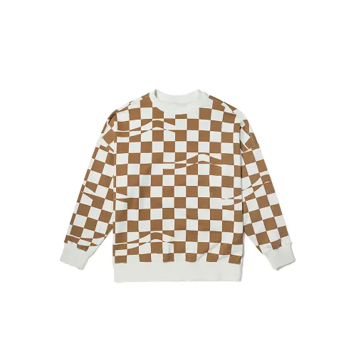 Vans Sweatshirts Women's Cocoa Brown Checkerboard Crew Neck Moderate Regular