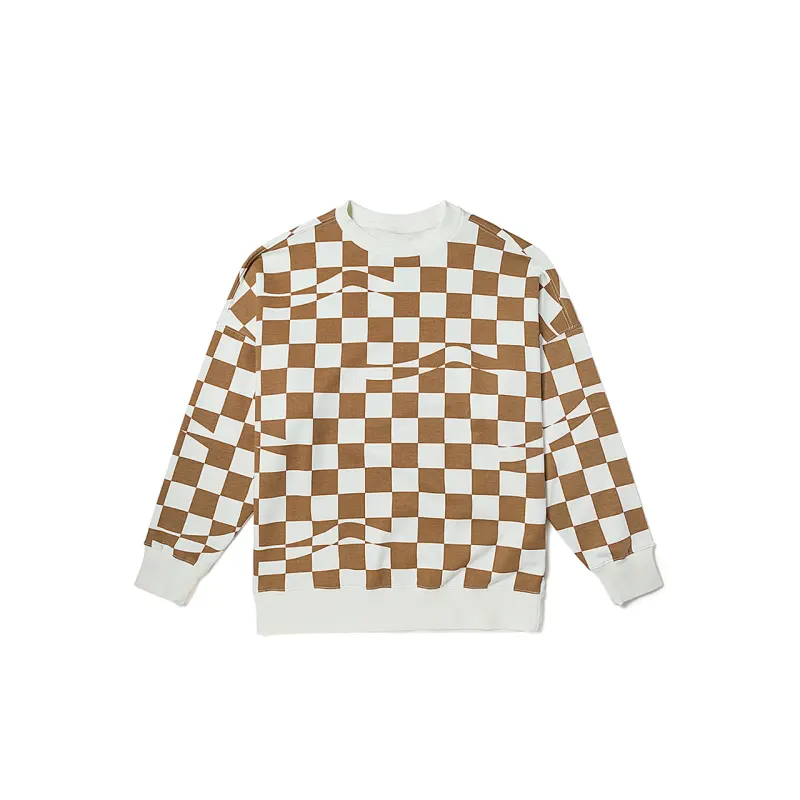 Vans Sweatshirts Women's Cocoa Brown Checkerboard Crew Neck Moderate Regular