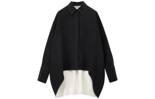 LOEWE Shirts Women's Black/White Pointed Collar Moderate Shirt